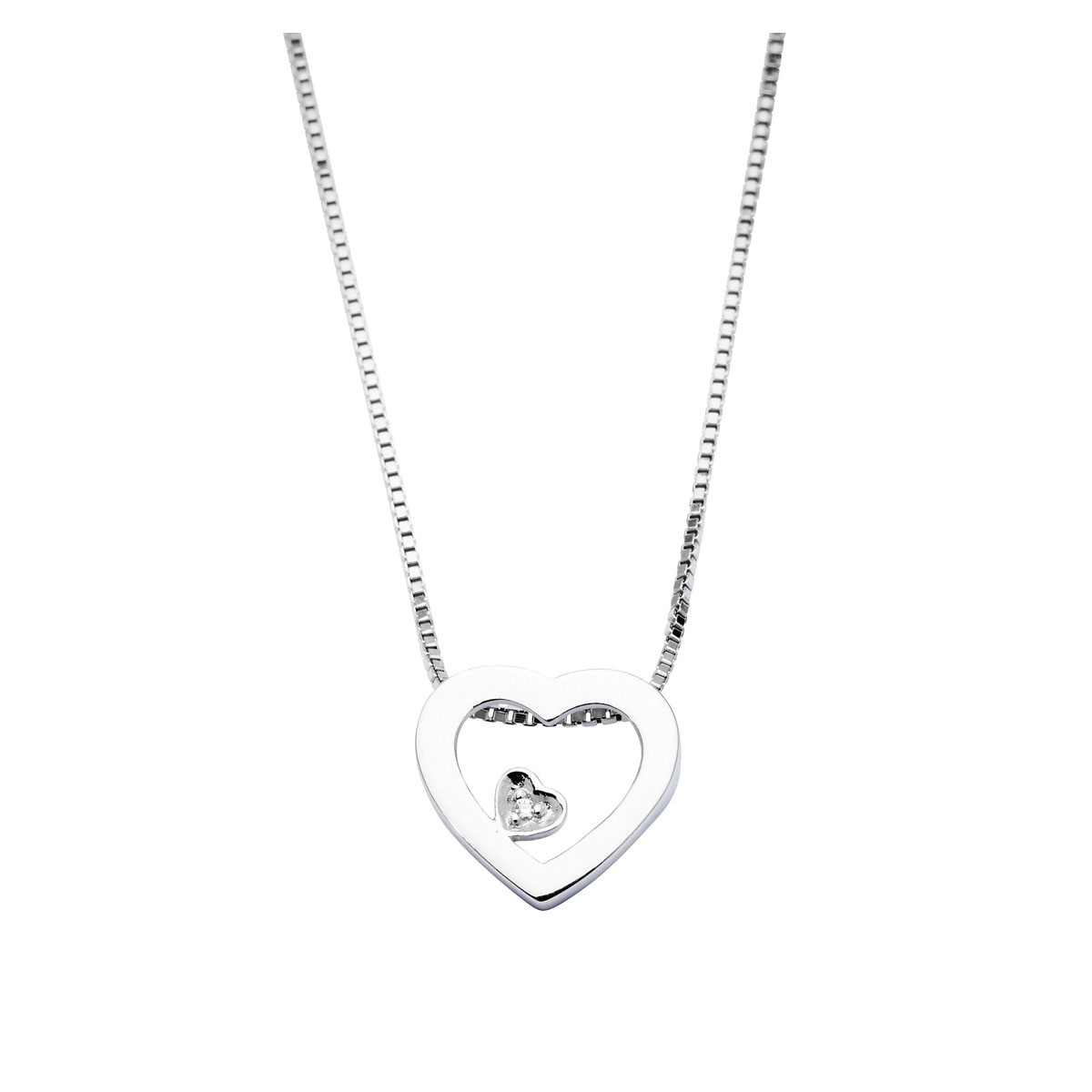 Smykke Hjerte Diamant Sølv