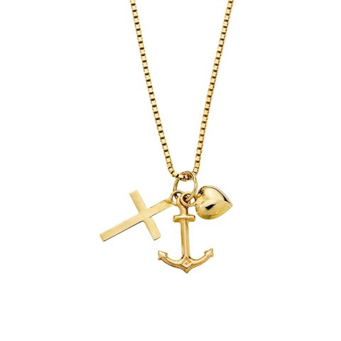 Halssmykke Tro, Håp og Kjærlighet 585 Gult Gull