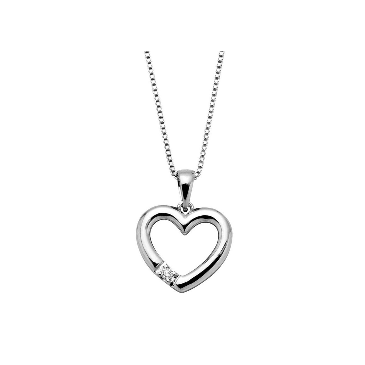 Alliansesmykke Hjerte 585 Hvitt Gull 0,03 ct.