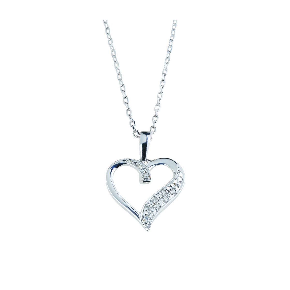 Smykke Hjerte Diamant Hvitt Gull