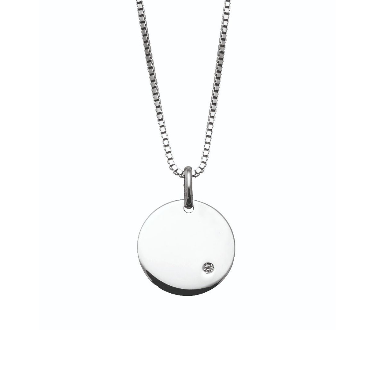 Diamantsmykke 375 Hvitt Gull 0,005 ct