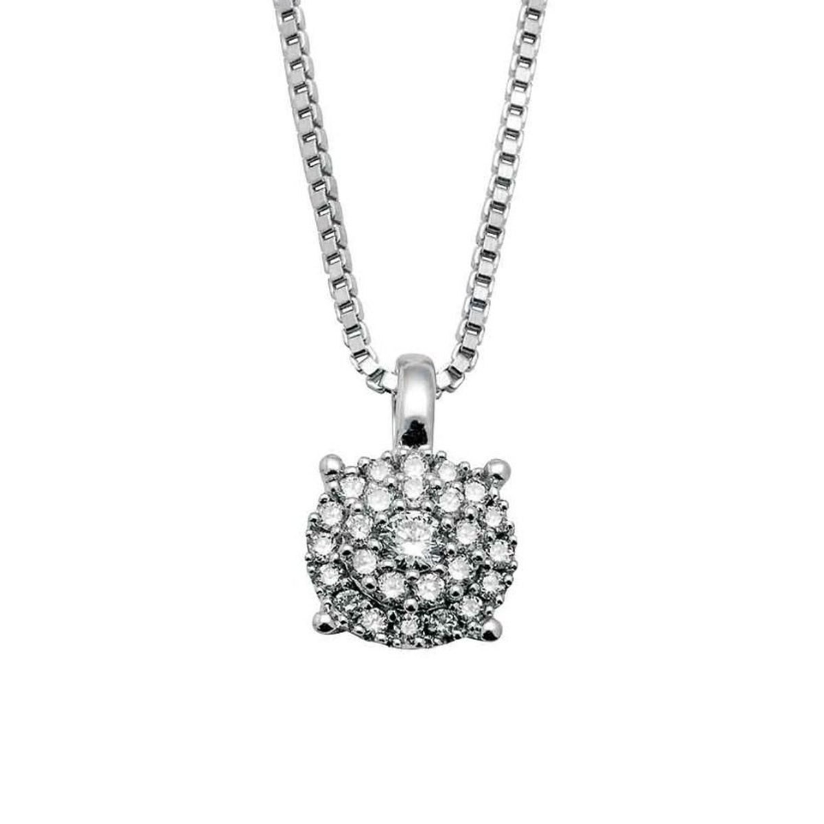 Diamantsmykke 375 Hvitt Gull 0,179 ct.