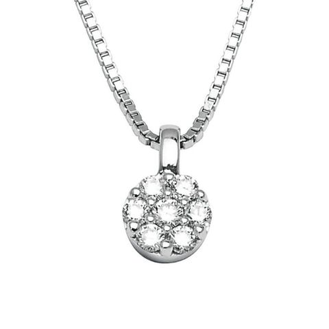 Diamantsmykke 375 Hvitt Gull 0,16 ct.