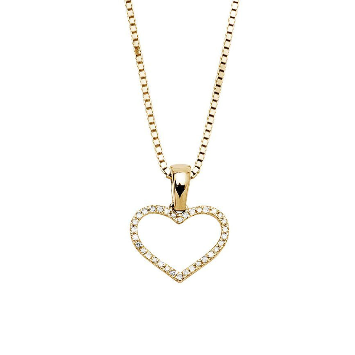 Diamantsmykke Hjerte 375 Gult Gull 0,05 ct