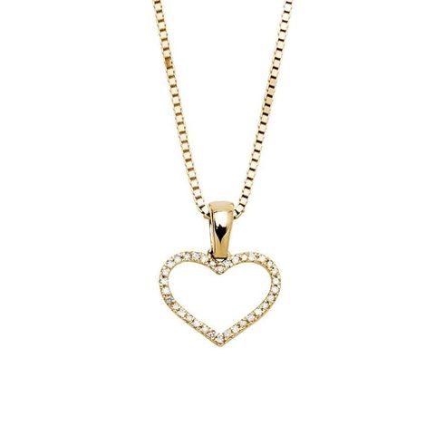Diamantsmykke Hjerte 375 Gult Gull 0,05 ct