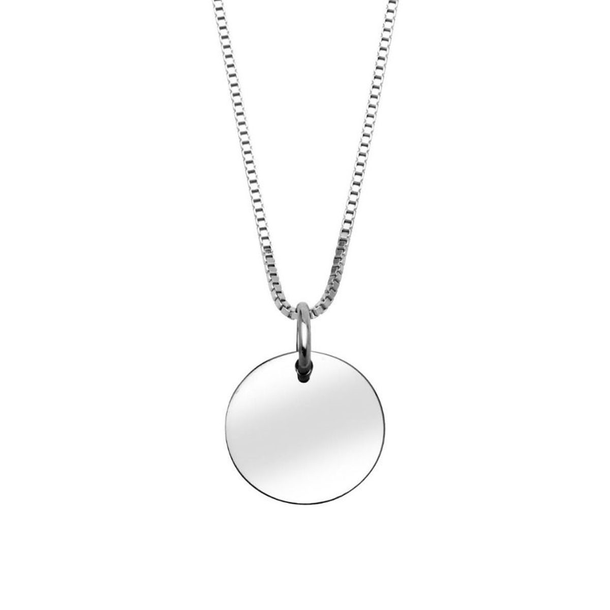 Halssmykke Plate 375 Hvitt Gull