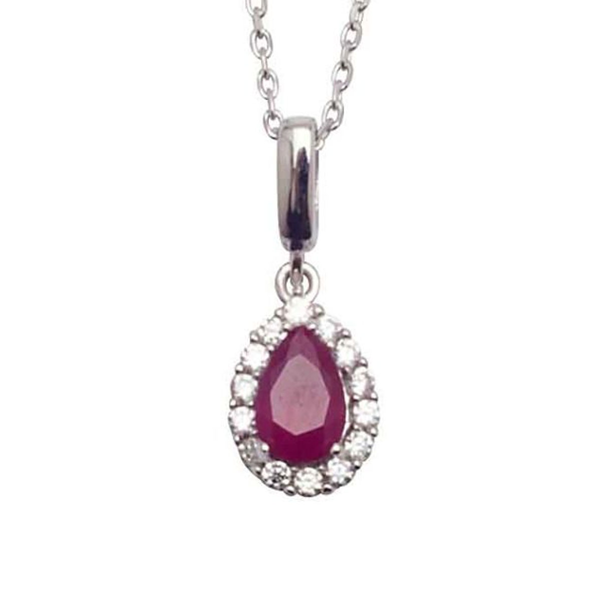 Rosett Smykke Rød Farget Stener Hvitt Gull 