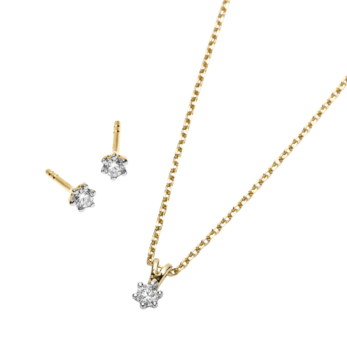 Diamantsett 585 Gult Gull 0,21 ct.