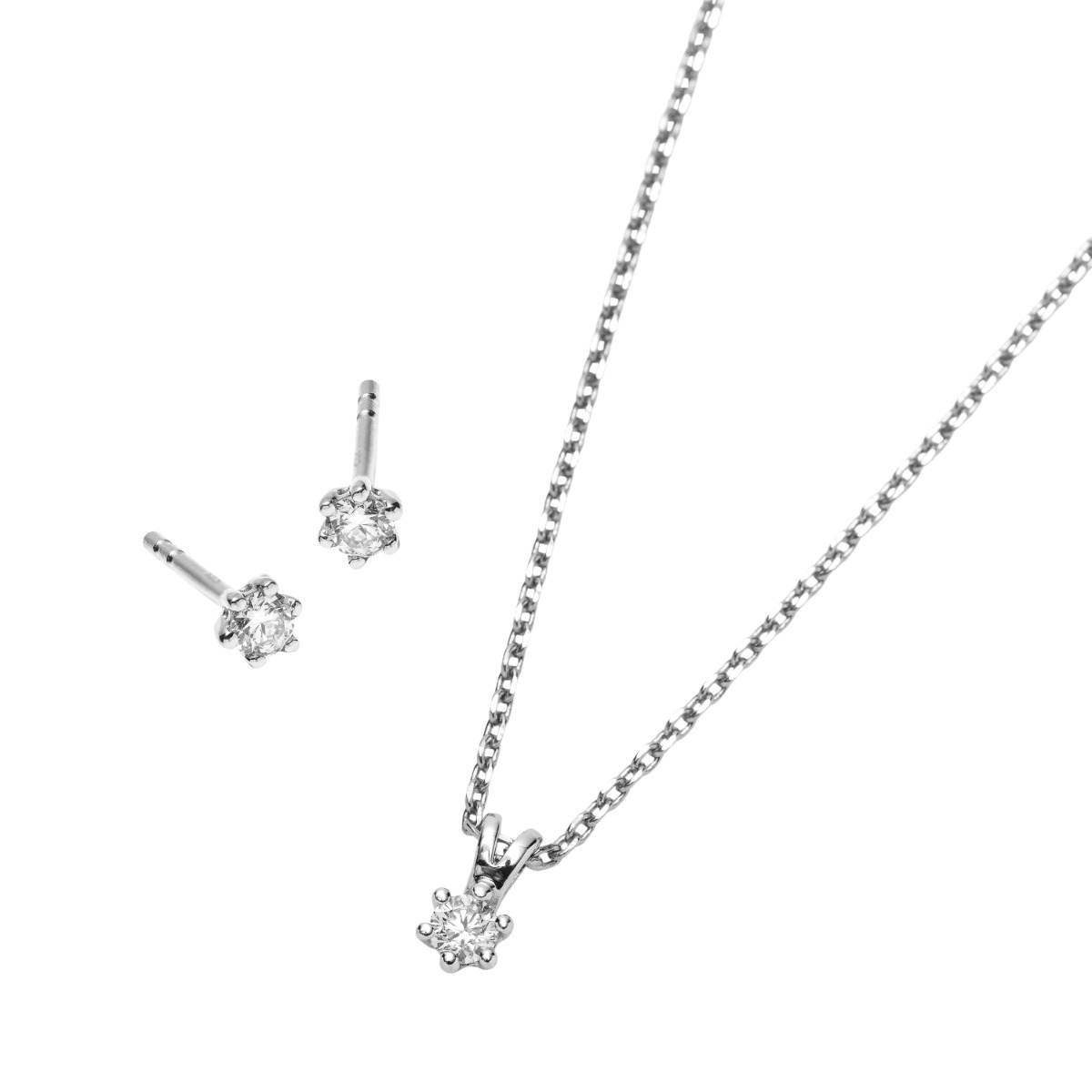 Diamantsett 585 Hvitt Gull 0,21 ct.