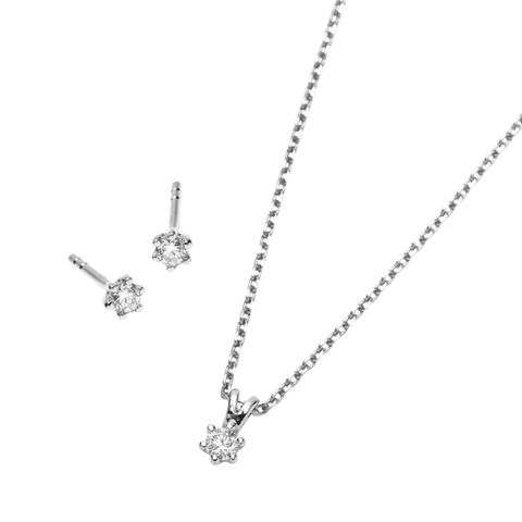 Diamantsett 585 Hvitt Gull 0,21 ct.