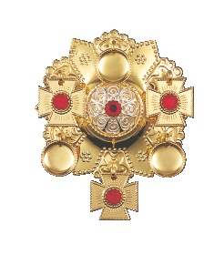 sølje forgylt m.rød stein