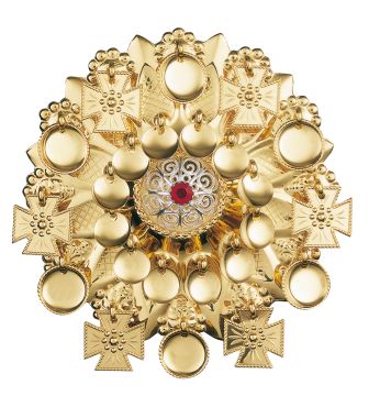 sølje forgylt m. rød stein