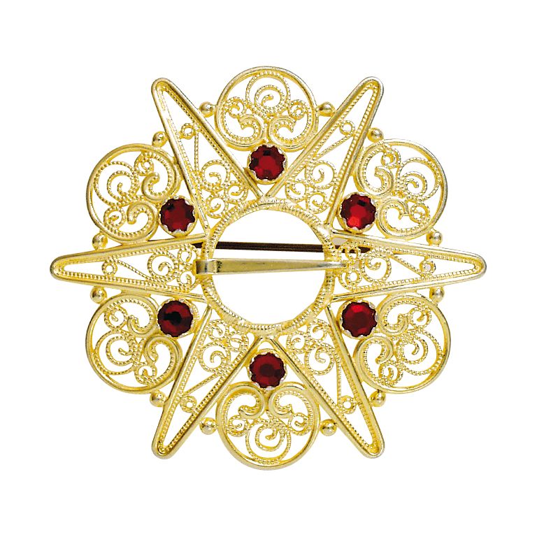 sølje forgylt m.raud stein