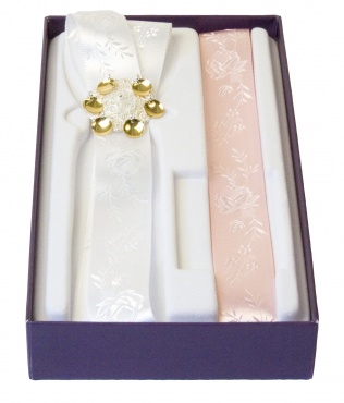 Sølje hvit/forg. m/dåpssløyfe