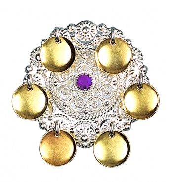 sølje hvit/forgylt m. lilla s