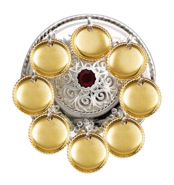 sølje hvit/forgylt m.raud ste