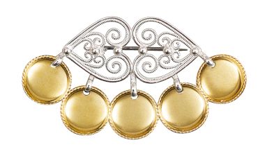 sølje hvit/forgylt m.tråkantløvnt