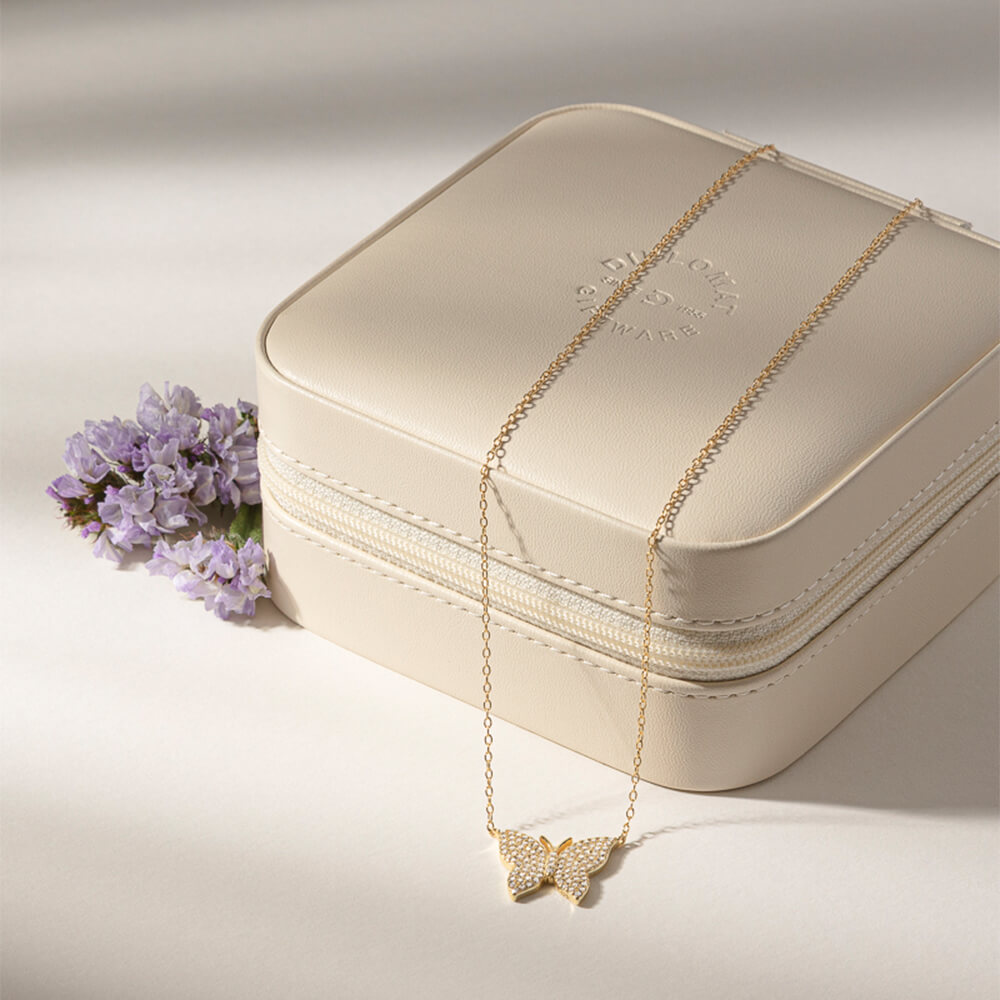 Halssmykke Sommerfugl 925 Forgylt Sølv