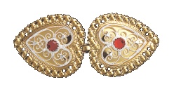 spenne, cape, forgylt/hvit m.