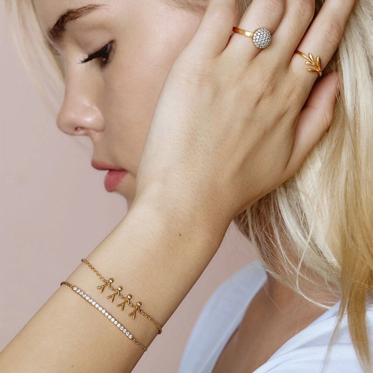 Together Family 4 Armbånd 925 Forgylt Sølv