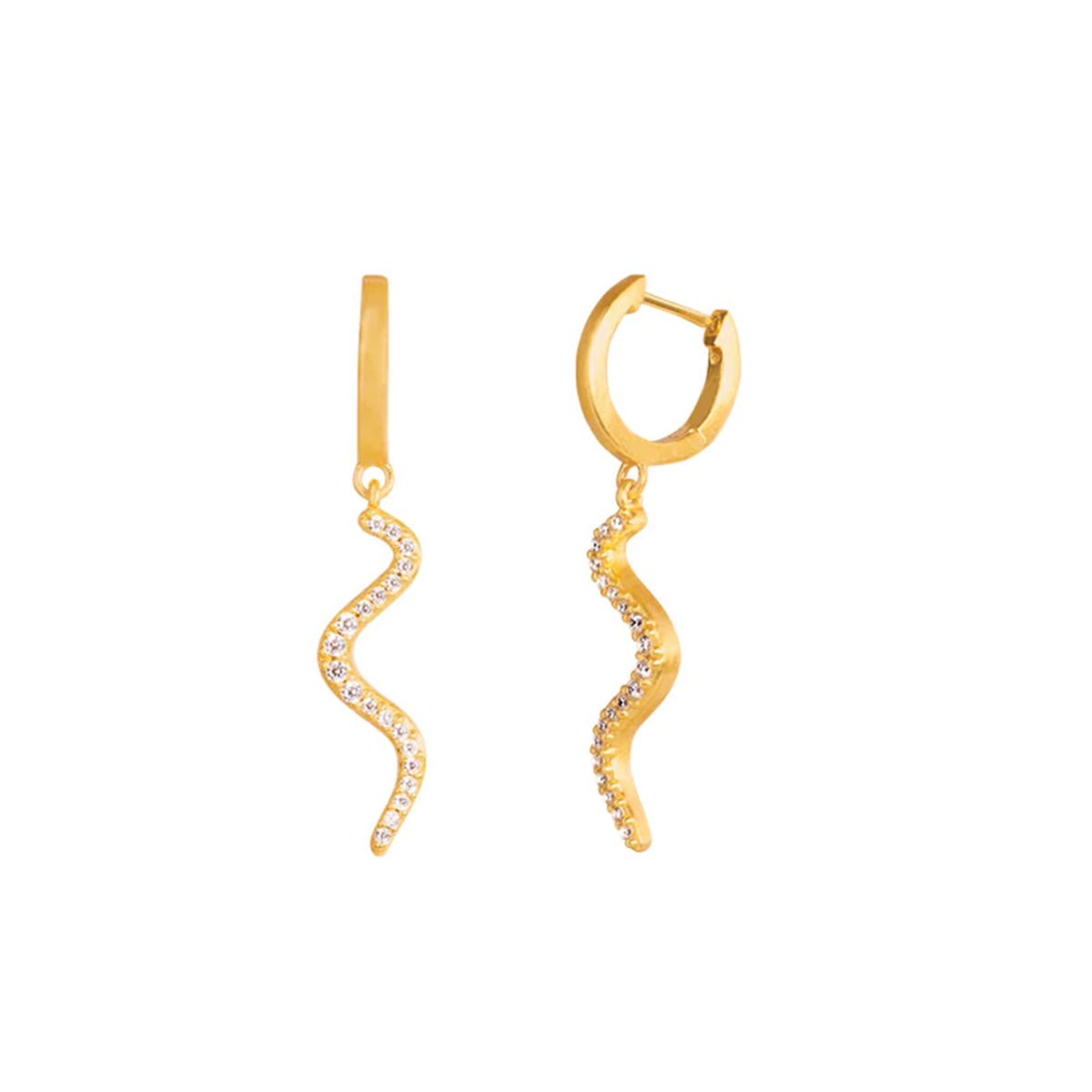 Wave Sparkle Hoop Mini 925 Forgylt Sølv