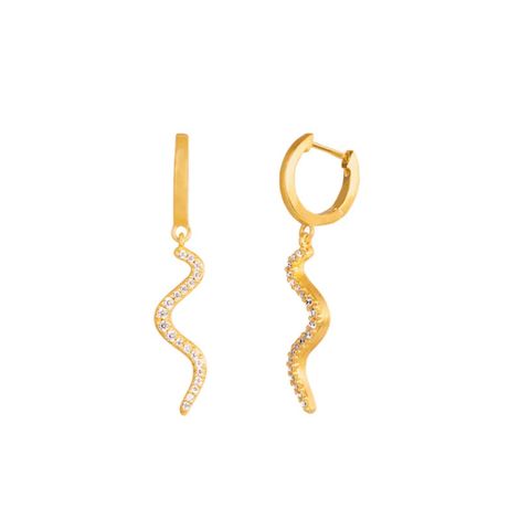 Wave Sparkle Hoop Mini 925 Forgylt Sølv