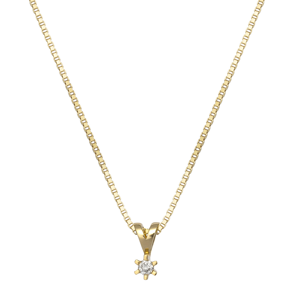 Diamantsmykke 585 Gult Gull 0,07 ct