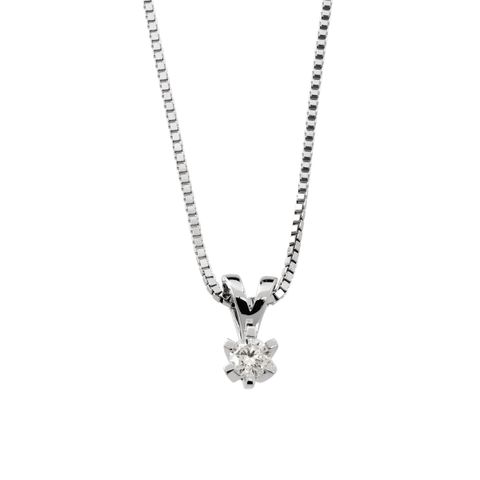 Diamantsmykke 585 Hvitt Gull 0,15 ct