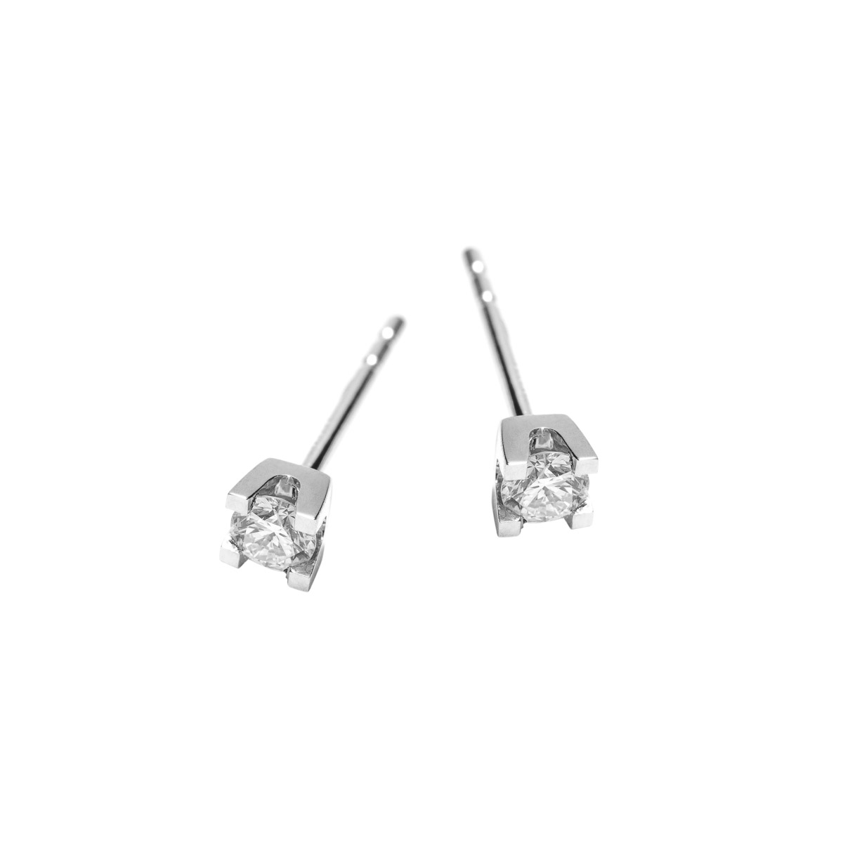 Diamantøredobber 585 Hvitt Gull 0,16 ct