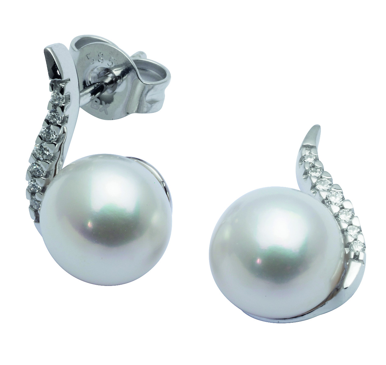 Øredobber Perle Hvitt Gull 