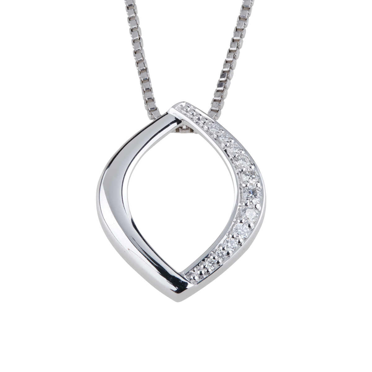 Diamantsmykke 585 Hvitt Gull 0,088 ct.