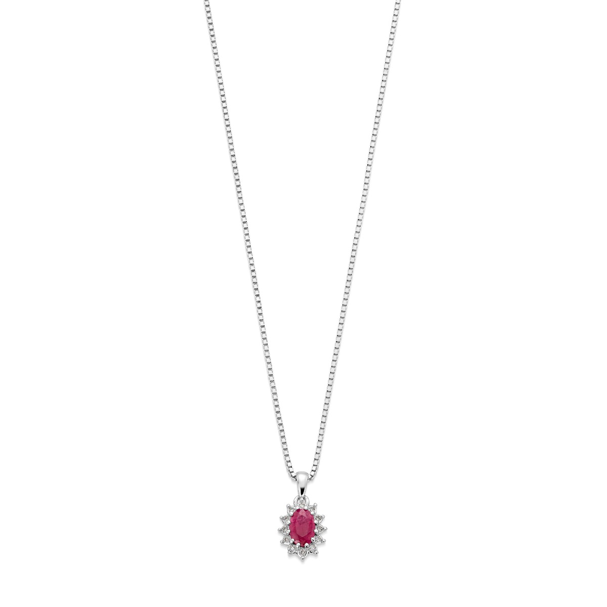 Rosettsmykke Rubin 585 Hvitt Gull 0,06 ct