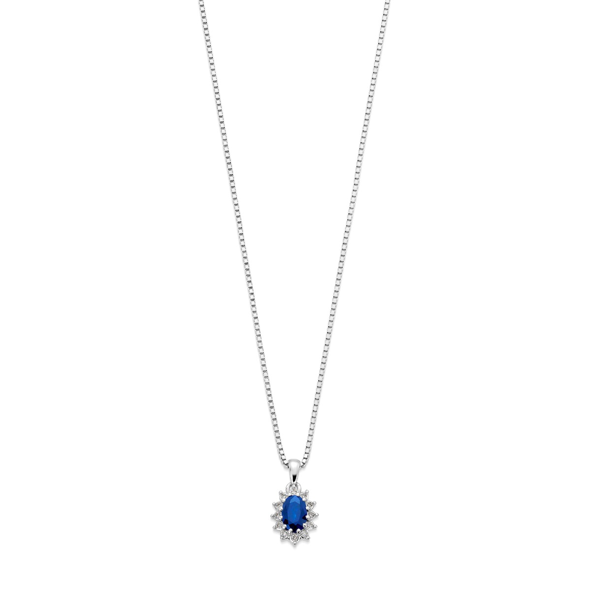 Rosettsmykke Safir 585 Hvitt Gull 0,06 ct