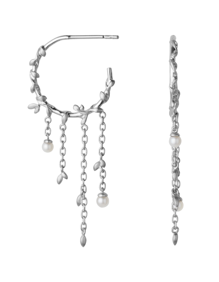 Jungle Ivy Hoop Pearl Silver