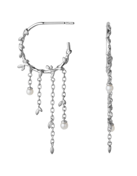 Jungle Ivy Hoop Pearl Silver