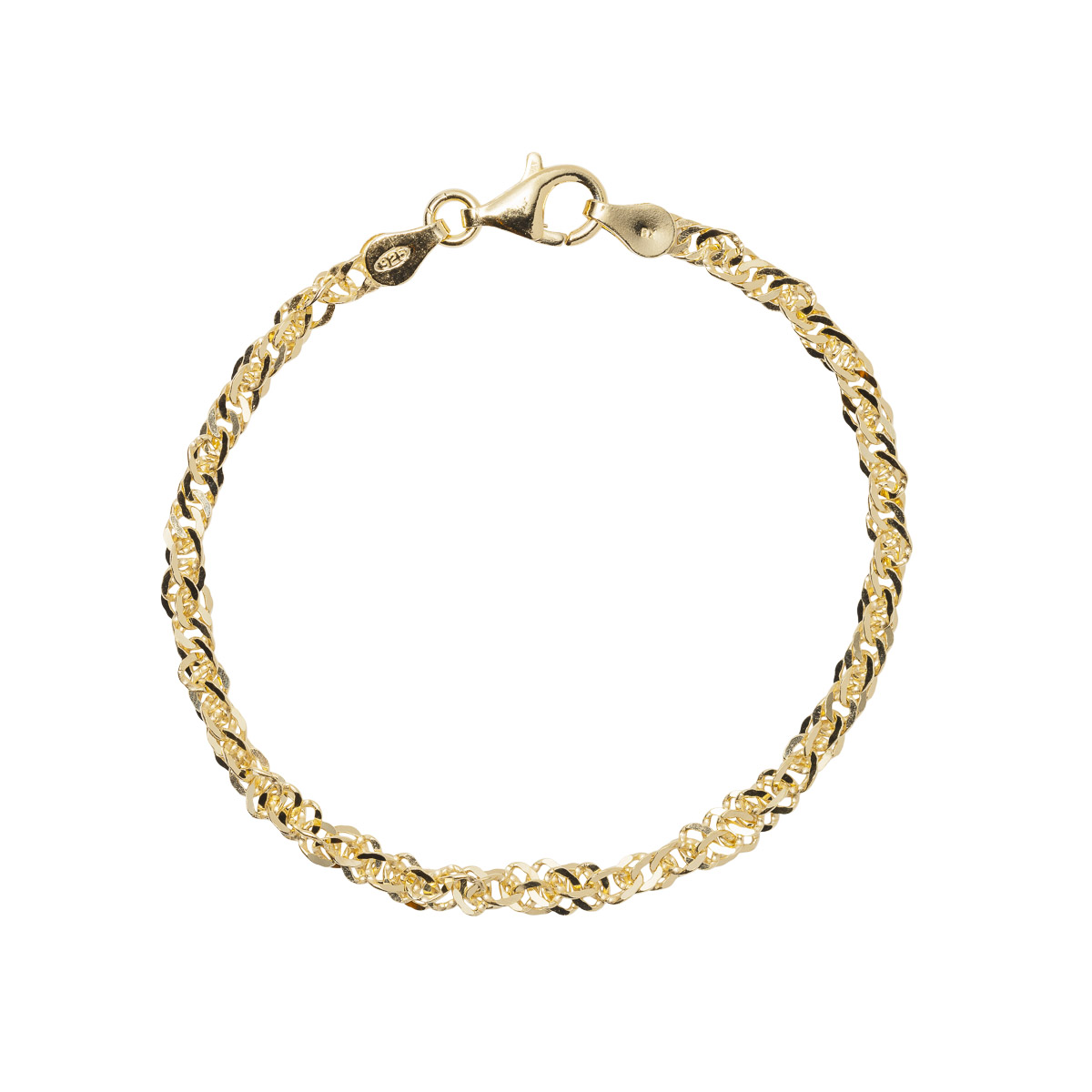 Singapore Armbånd 925 Forgylt Sølv 18 cm