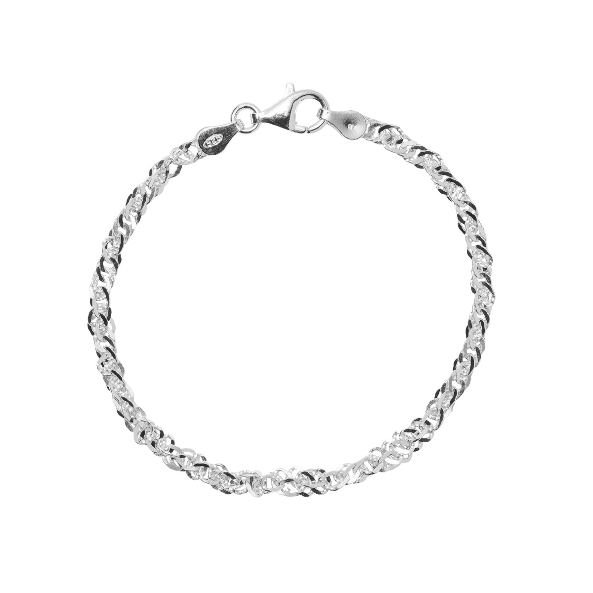 Singapore Armbånd 925 Rhodinert Sølv 18 cm